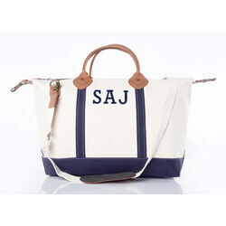 Personalized Navy<br>Trimmed Weekender